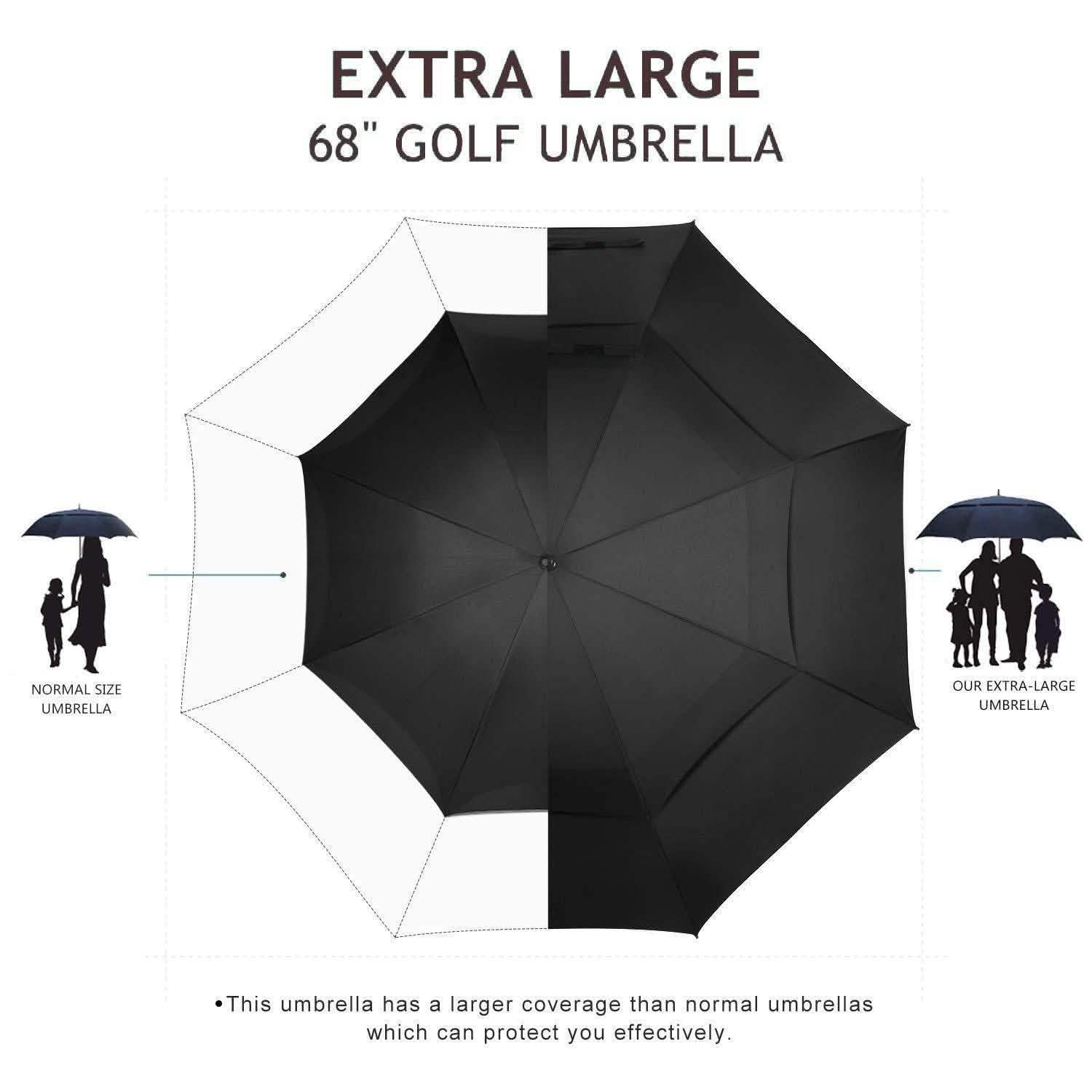 68" Automatic Open Golf Umbrella - Black