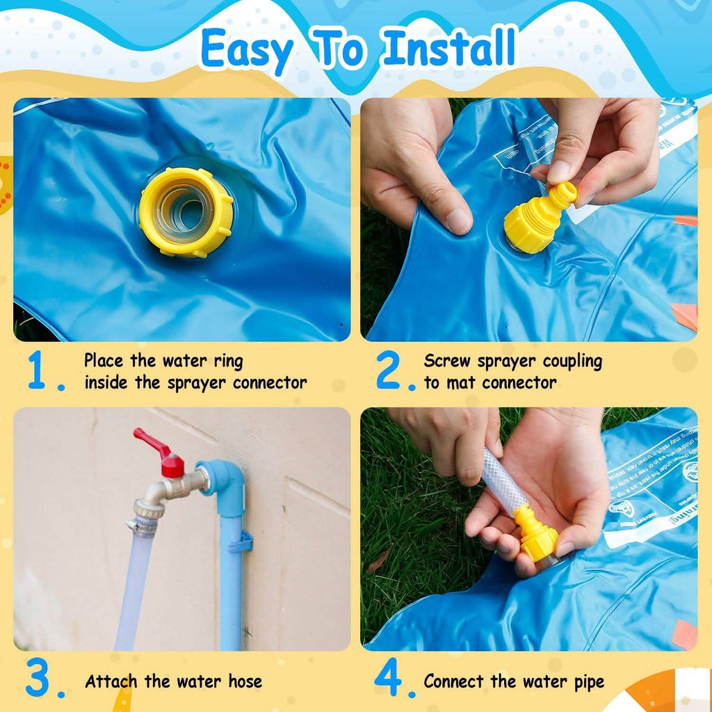 68" Inflatable Blow Up Pool Sprinkler Splash Pad For Kids