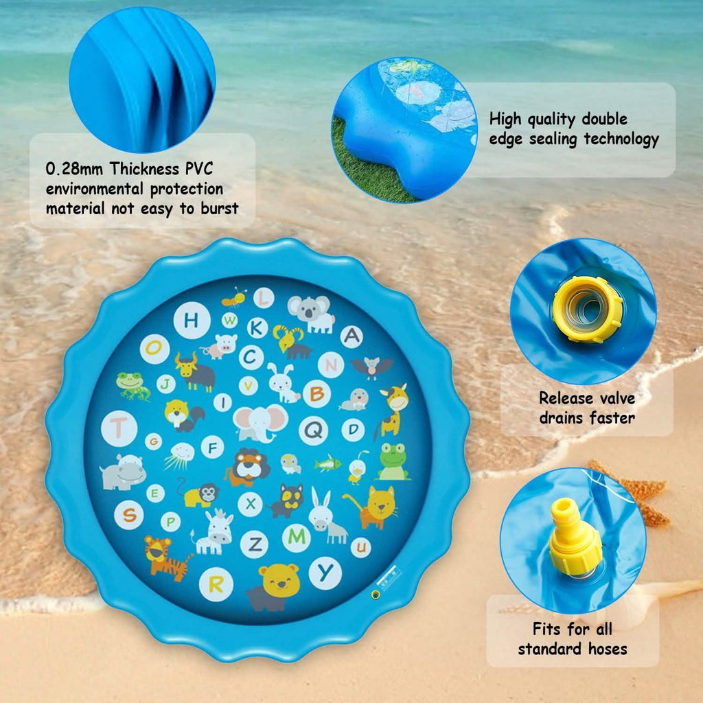 68" Inflatable Blow Up Pool Sprinkler Splash Pad For Kids