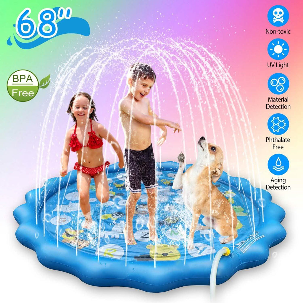 68" Inflatable Blow Up Pool Sprinkler Splash Pad For Kids