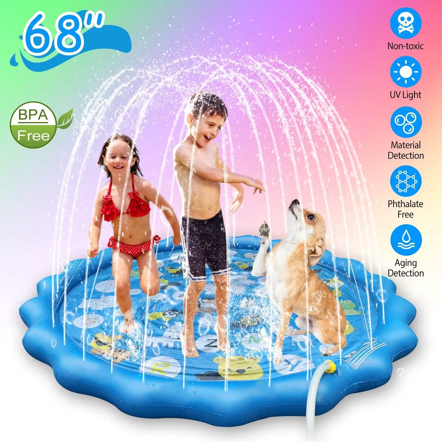 68" Inflatable Blow Up Pool Sprinkler Splash Pad For Kids