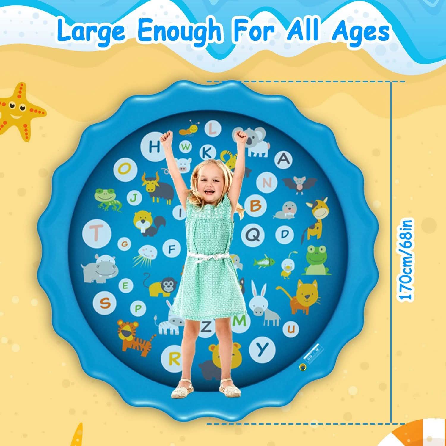 68" Inflatable Blow Up Pool Sprinkler Splash Pad For Kids