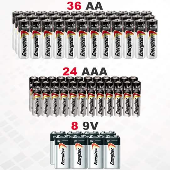 68-Pack: Bundle Of Energizer Batteries AA, AAA and 9V