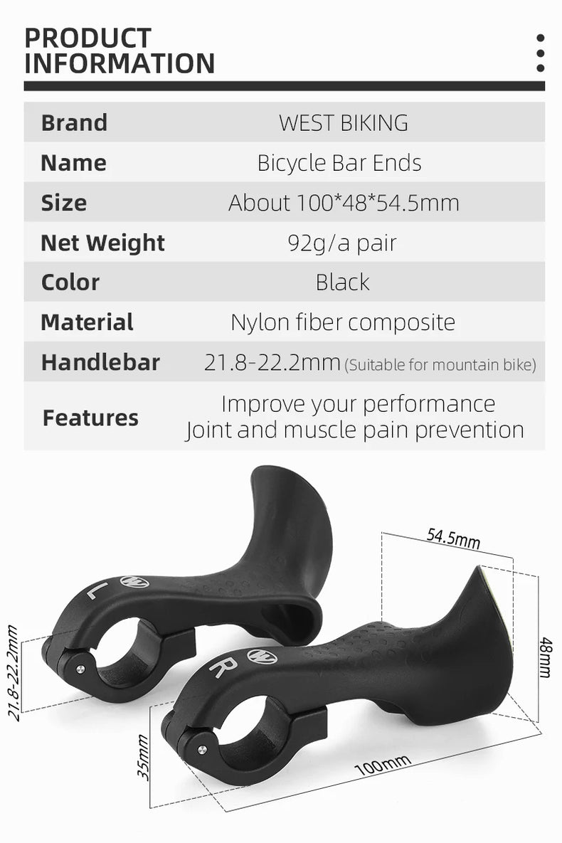 Ergonomic Design MTB Bicycle Road Gravel Mountain Bike Handlebar Bar Ends Gravel Bike Accessories Bike Grips