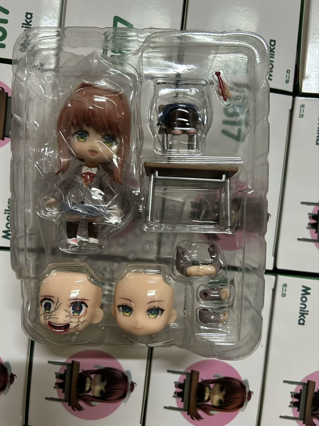 Q-version Clay Man Heartbeat Literary Department Monica Face Changing Mobile Anime Handmade Model Doll