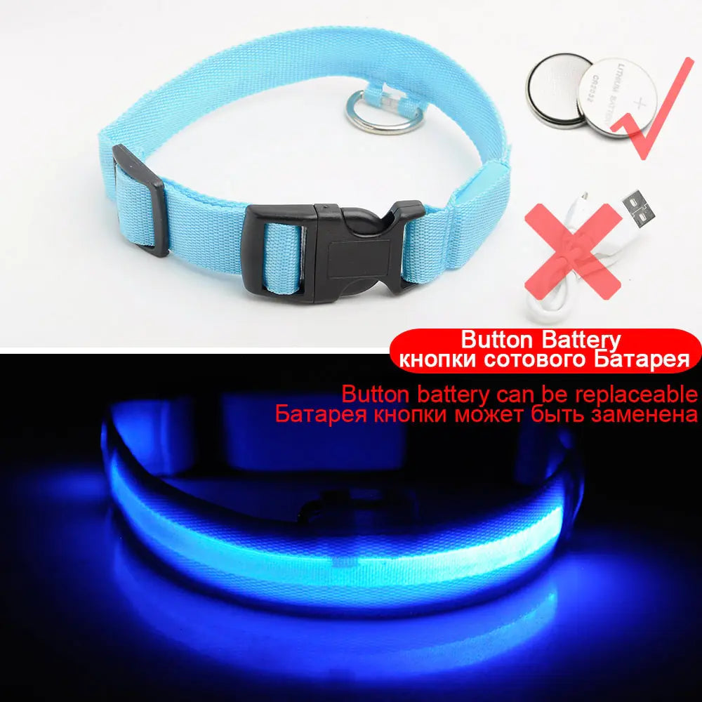 LED Dog Collar - Anti-Lost Rechargeable Safety Light-Up Collar for Night Walks