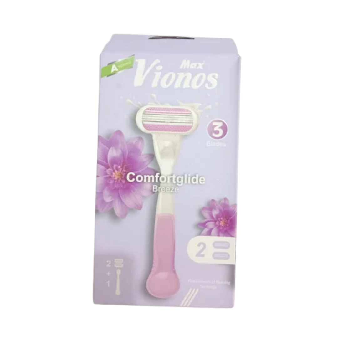 Max Vionos Comfortglide Breeze Women's 3-Blade Razor (1 Handle + 2 Refills)