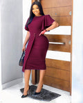 Feifei sleeve plus size round neck dress