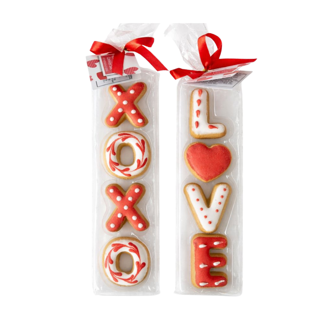 Dolchette Valentine Decorated Iced Cookies "LOVE" & "XOXO" (4ct)