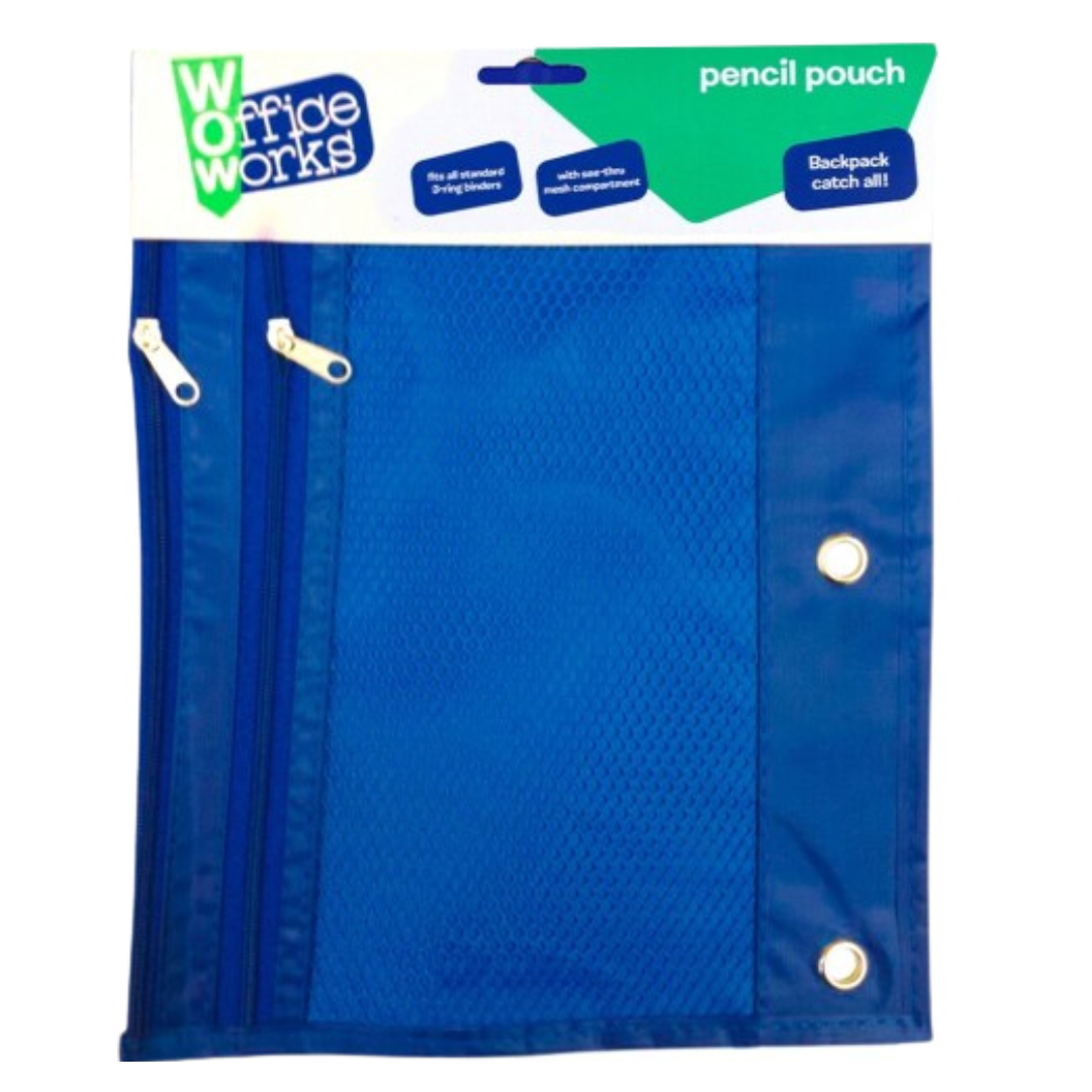 WOW Office Works 3-Ring Binder Pencil Pouch Blue (1ct)