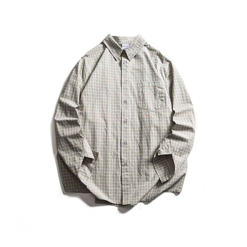 Checkered long sleeved loose casual shirt