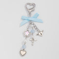 Little Fresh Love Bow Ribbon Keychain Sweet Wind Imitation Pearl Alloy Pendant