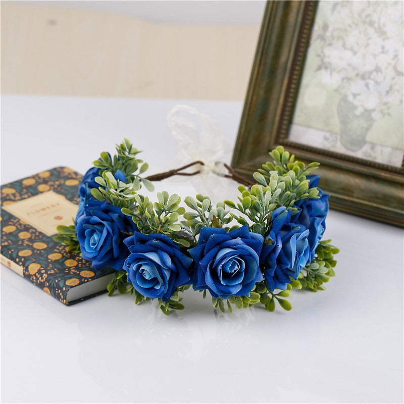 Handmade flower wreaths seaside vacation wedding accessories velvet adjustable hair accessories