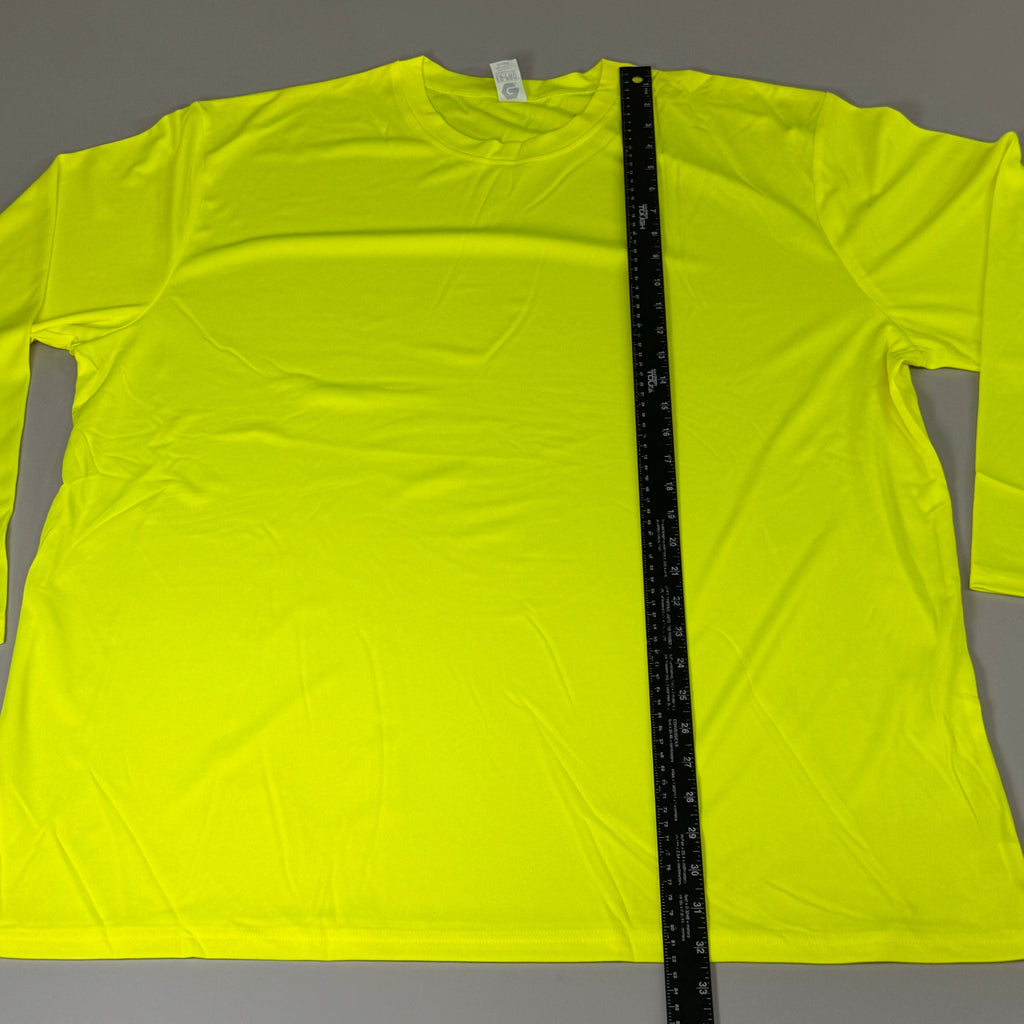 EG-PRO (4 PACK) Long Sleeve High Visibility Shirt 100% Poly SZ 3X Safety Yellow