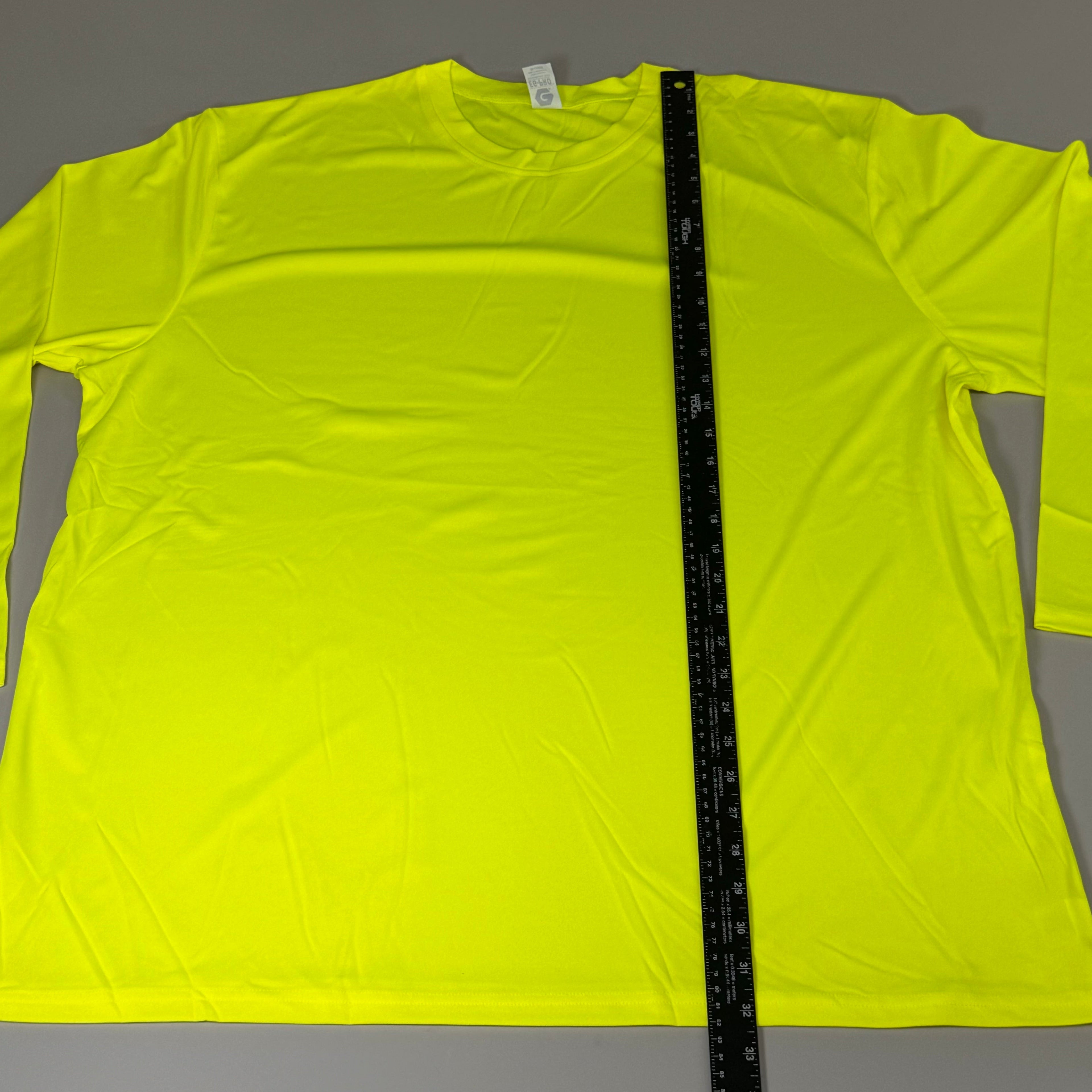 EG-PRO (4 PACK) Long Sleeve High Visibility Shirt 100% Poly SZ 3X Safety Yellow