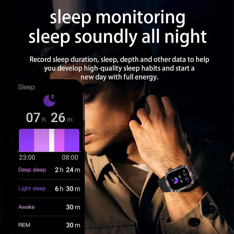 GZYR 2.01" Screen Smart Watch Men Bluetooth Call 600 mAh Sports Waterproof Heart rate Blood Oxygen SmartWatch For Huawei Xiaomi