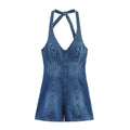 Fashionable and Sexy Halter Denim Jumpsuit for Women Style