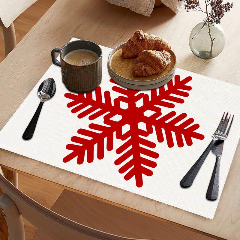 Christmas snowflake print placemat Christmas party decoration table mat living room dining table insulation mat