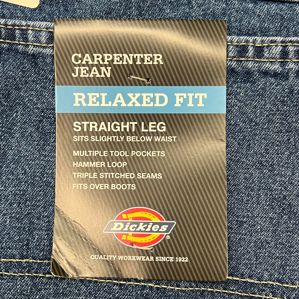 DICKIES Relaxed Fit Carpenter Jean Mns Sz 42X30 Stonewashed Indigo Blue 19294SNB