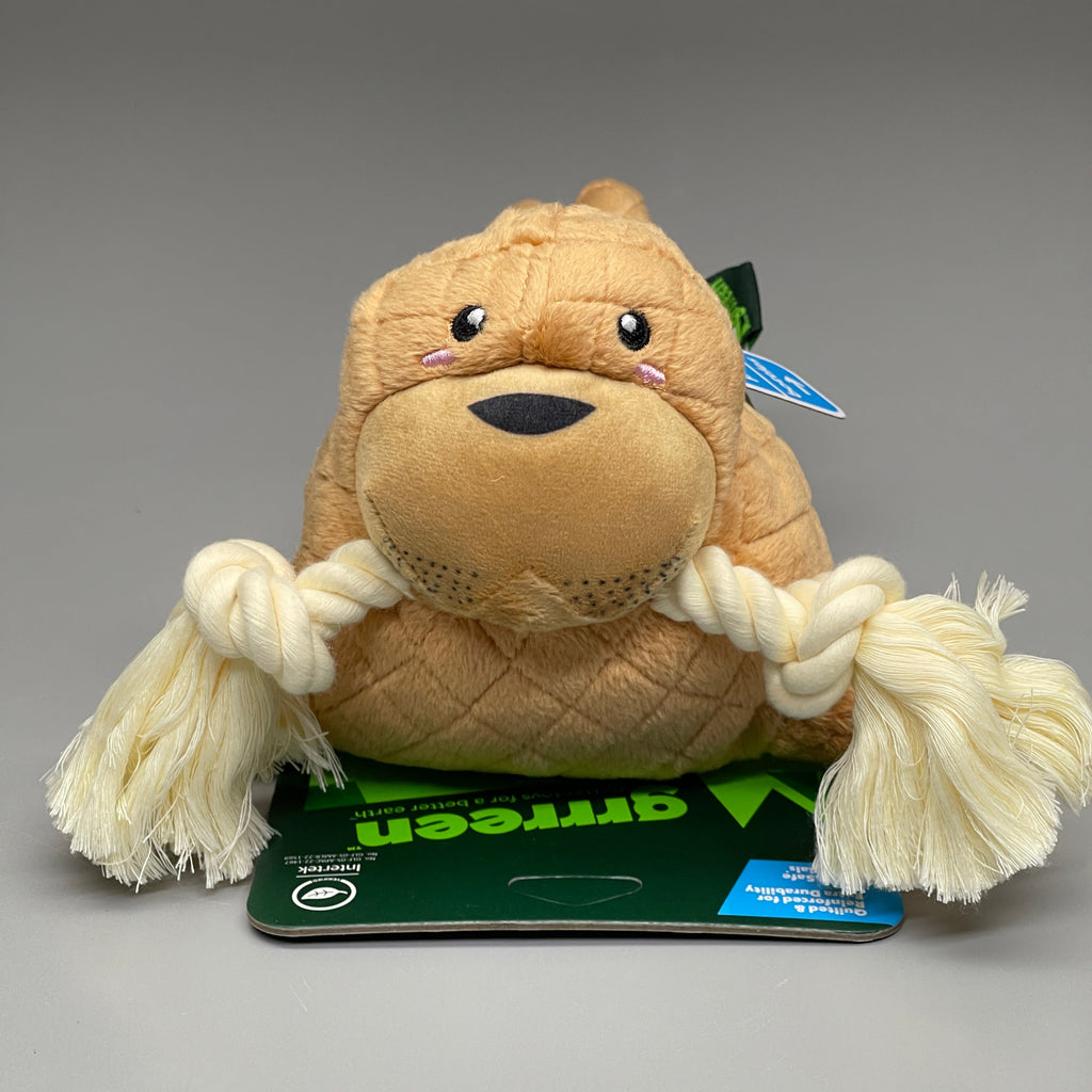 GRRREEN Stuffed Walrus Animal Dog Toy for Chewers & Teeth Cleaning Brown