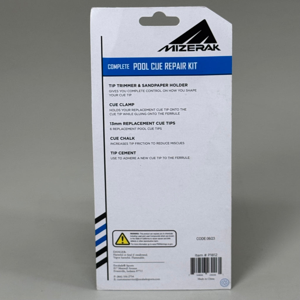 MIZERAK (2 PACK) Complete Pool Cue Repair Kit 6 Piece 13mm Replacement Tips P1812