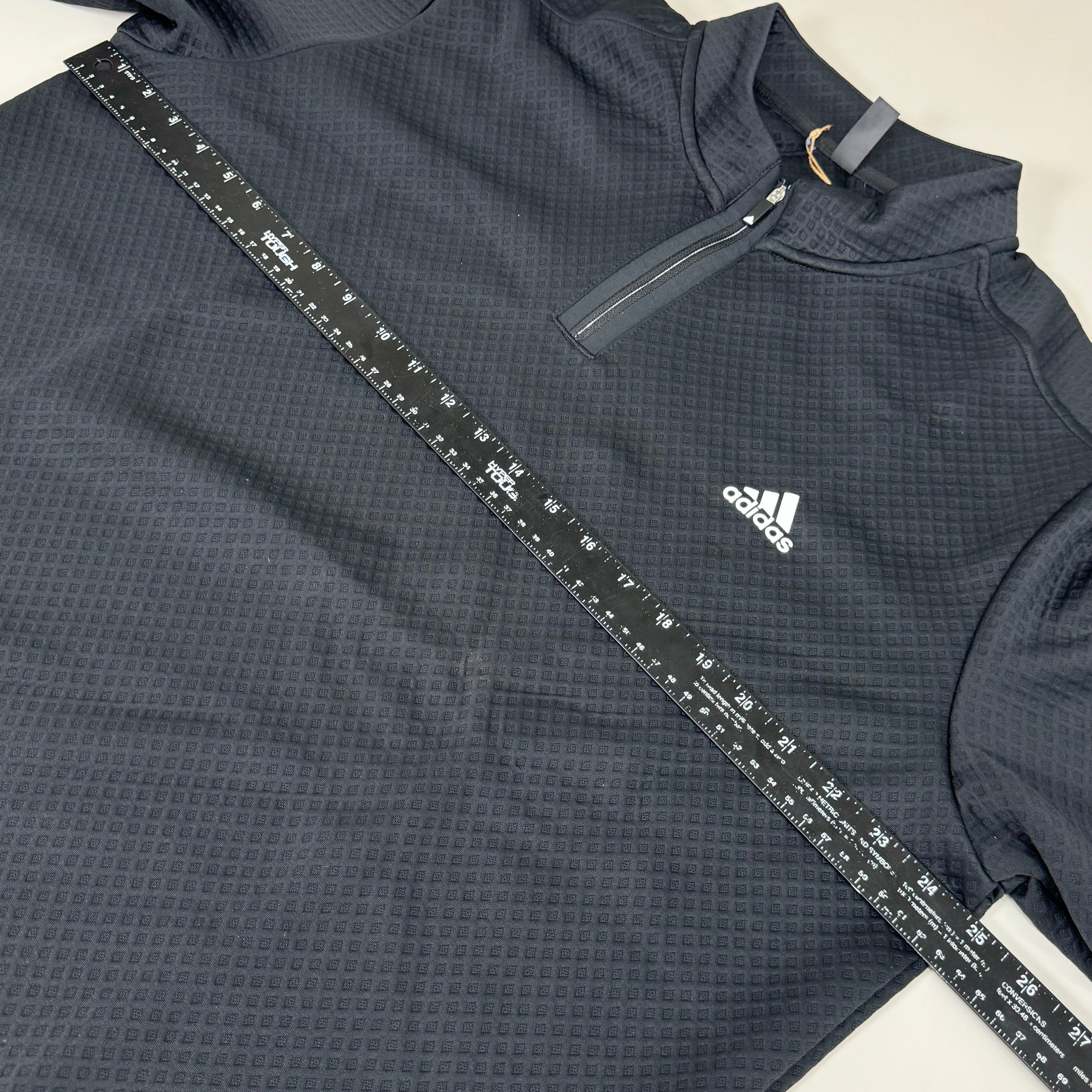 ADIDAS DWR 1/4 Zip Men's Golf Textured Sweatshirt Sz-XL Black H53965
