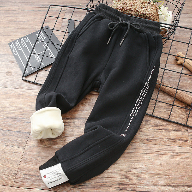 Cotton Sweatpants Big Autumn And Winter Children's All-in-one Fleece Cotton Pants