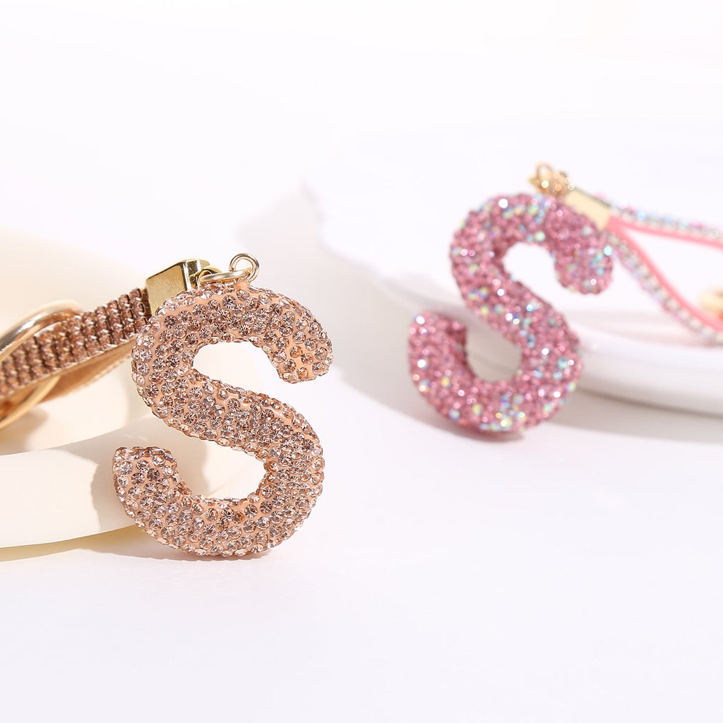 Home Fashion Simple Full Diamond Letter S Keychain