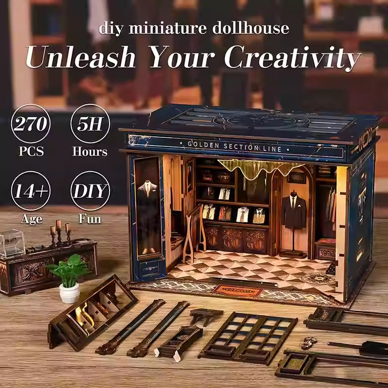 3D Miniature Wooden Building Block Toy With Golden Ratio Lines