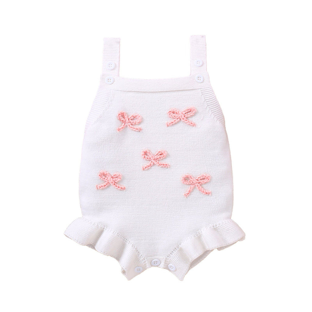 Baby Sling Doll Clothes Wool Romper Bow Embroidery Girl Sweet