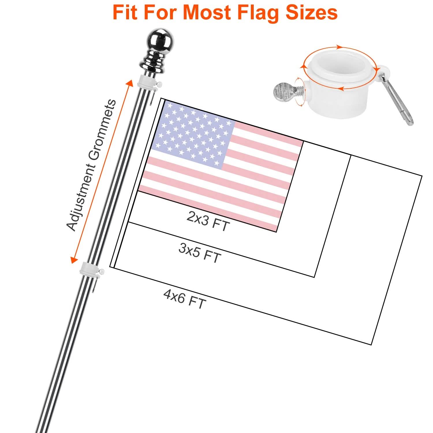 6Ft Stainless Steel Wall Mounted Flag Pole