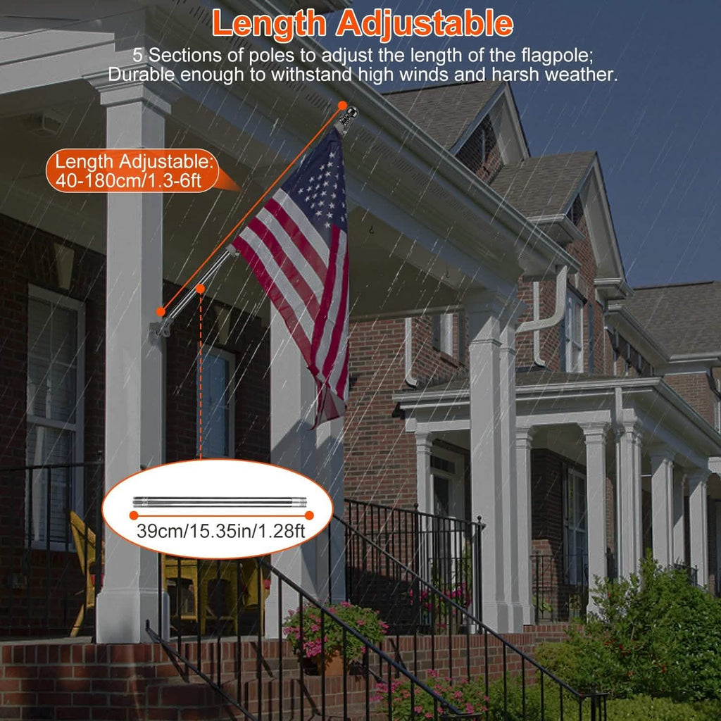 6Ft Stainless Steel Wall Mounted Flag Pole