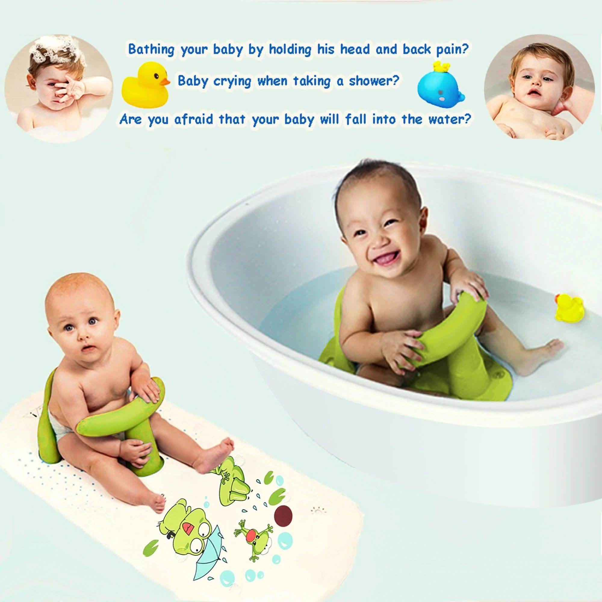 6M+ Infant Toddler Tub Seat Non-slip Safety Chair with Heat Sensitive Bath Mat