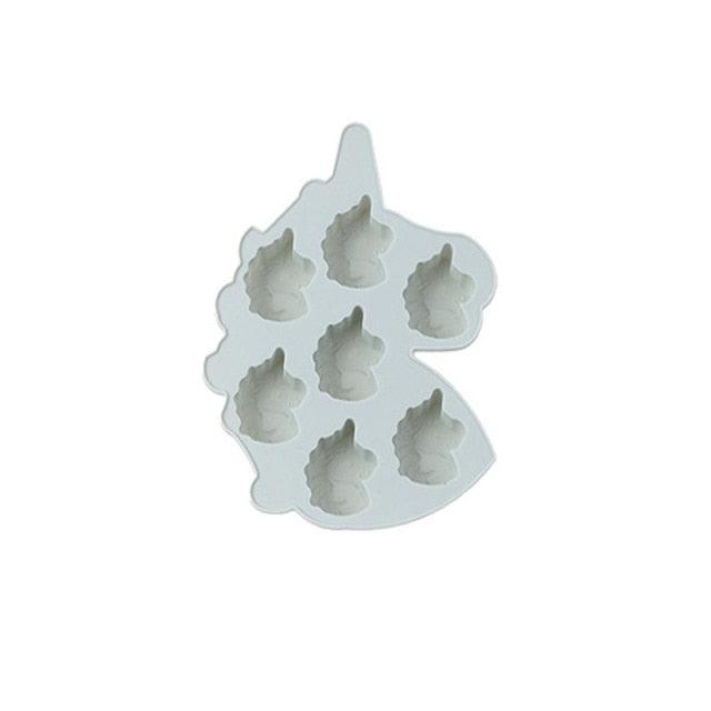 7 Cells Cute Unicorn Silicone Cake Molds No Smell Food Grade Material For Candle, Fondant, Biscuit, Dessert, Chocolate Molds Mini Unicorn Head Ice Cube Tray, Unicorn Silicone Molds Set For Chocolate Candy Cake Cupcake Soap Baking
