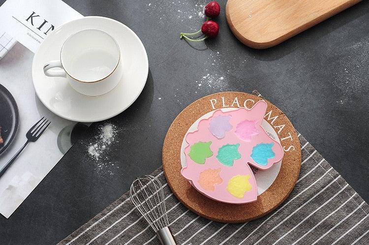 7 Cells Cute Unicorn Silicone Cake Molds No Smell Food Grade Material For Candle, Fondant, Biscuit, Dessert, Chocolate Molds Mini Unicorn Head Ice Cube Tray, Unicorn Silicone Molds Set For Chocolate Candy Cake Cupcake Soap Baking