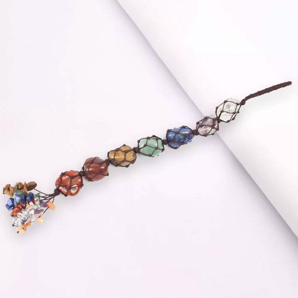 7 Chakra Gemstones Reiki Healing Crystals Tassel Wall Car Hanging Ornament
