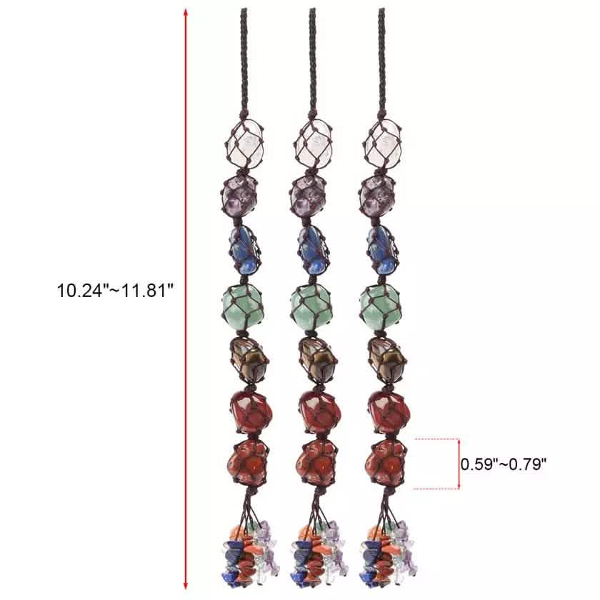 7 Chakra Gemstones Reiki Healing Crystals Tassel Wall Car Hanging Ornament