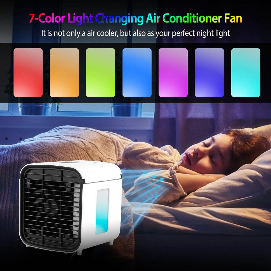 7-Color Change Portable Mini Air Conditioner Cooling Fan