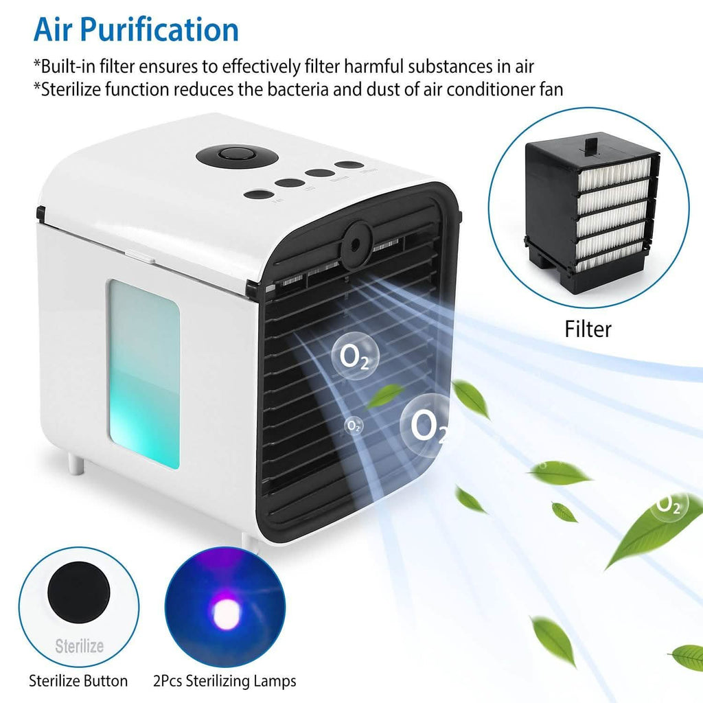 7-Color Change Portable Mini Air Conditioner Cooling Fan