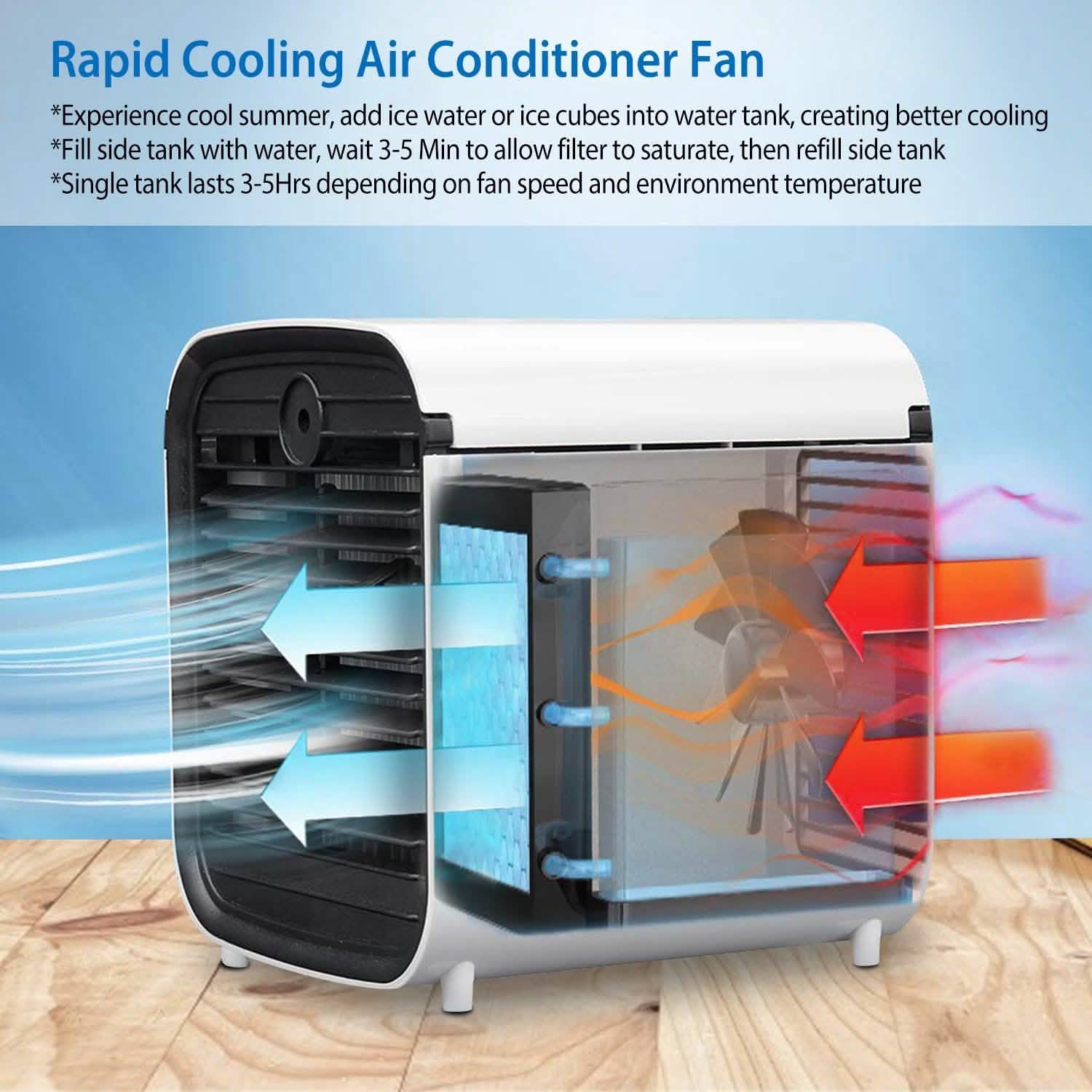 7-Color Change Portable Mini Air Conditioner Cooling Fan