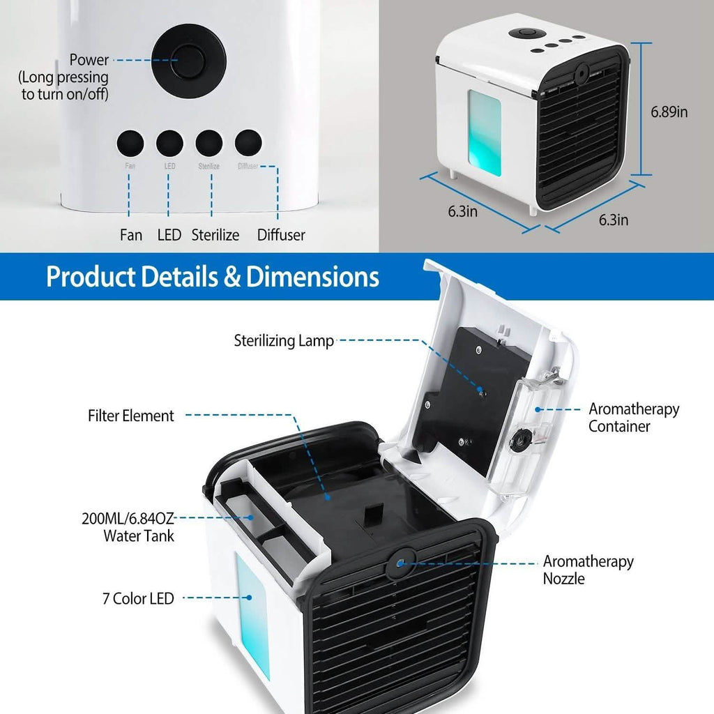 7-Color Change Portable Mini Air Conditioner Cooling Fan