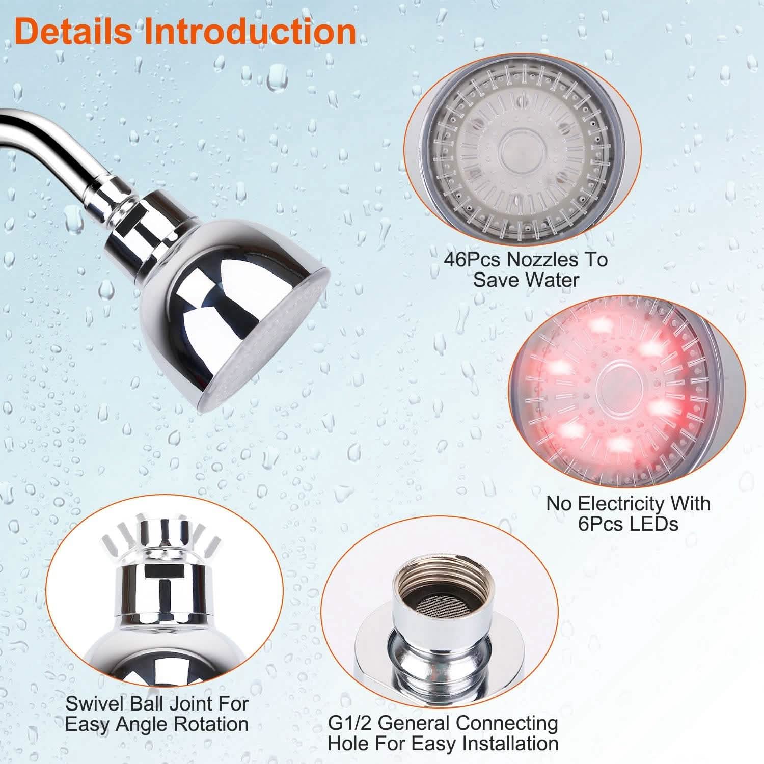 7 Color Changing LED Shower Head