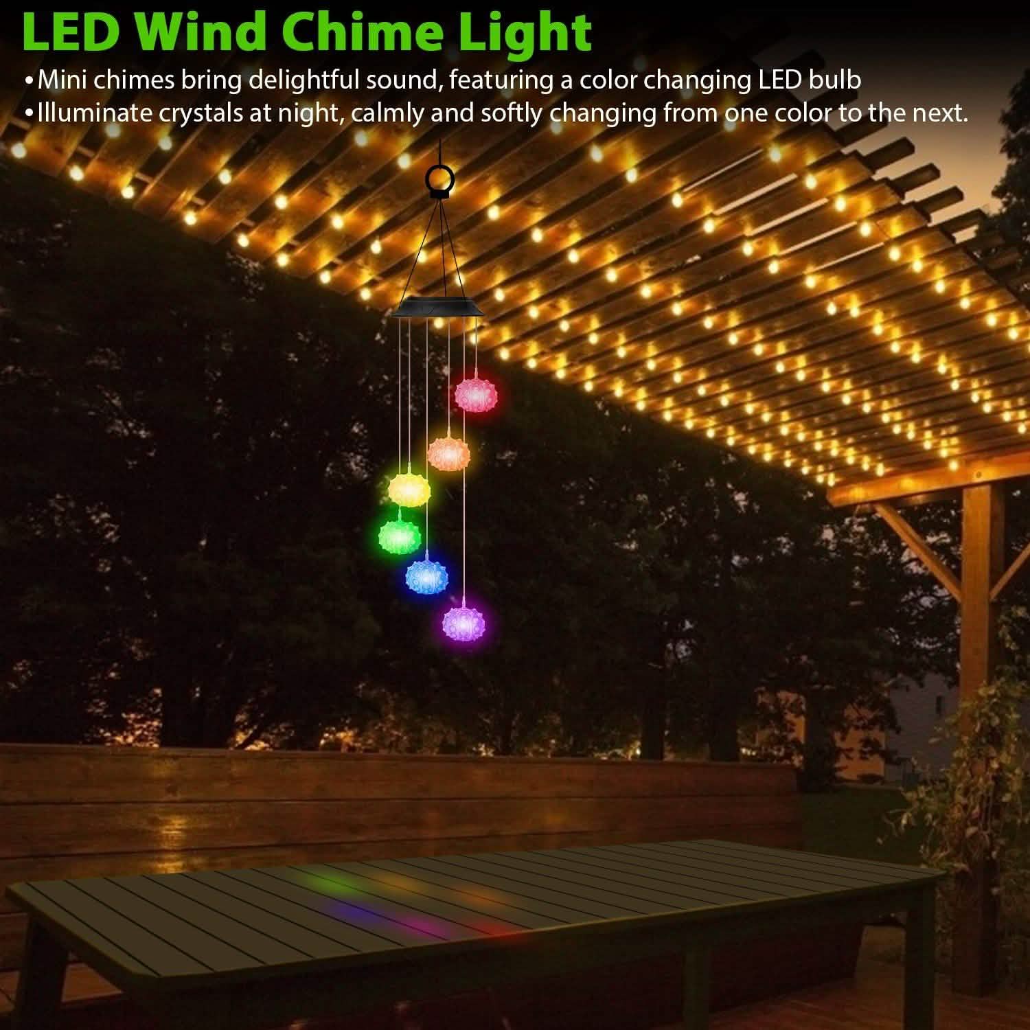7 Color Changing Solar Wind Chime Lights Sea Urchins Decorative Lamp