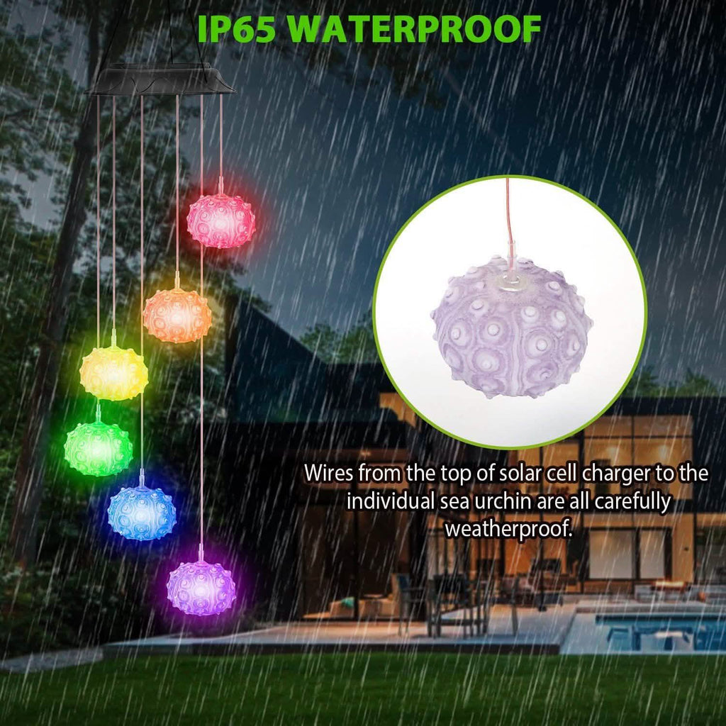 7 Color Changing Solar Wind Chime Lights Sea Urchins Decorative Lamp