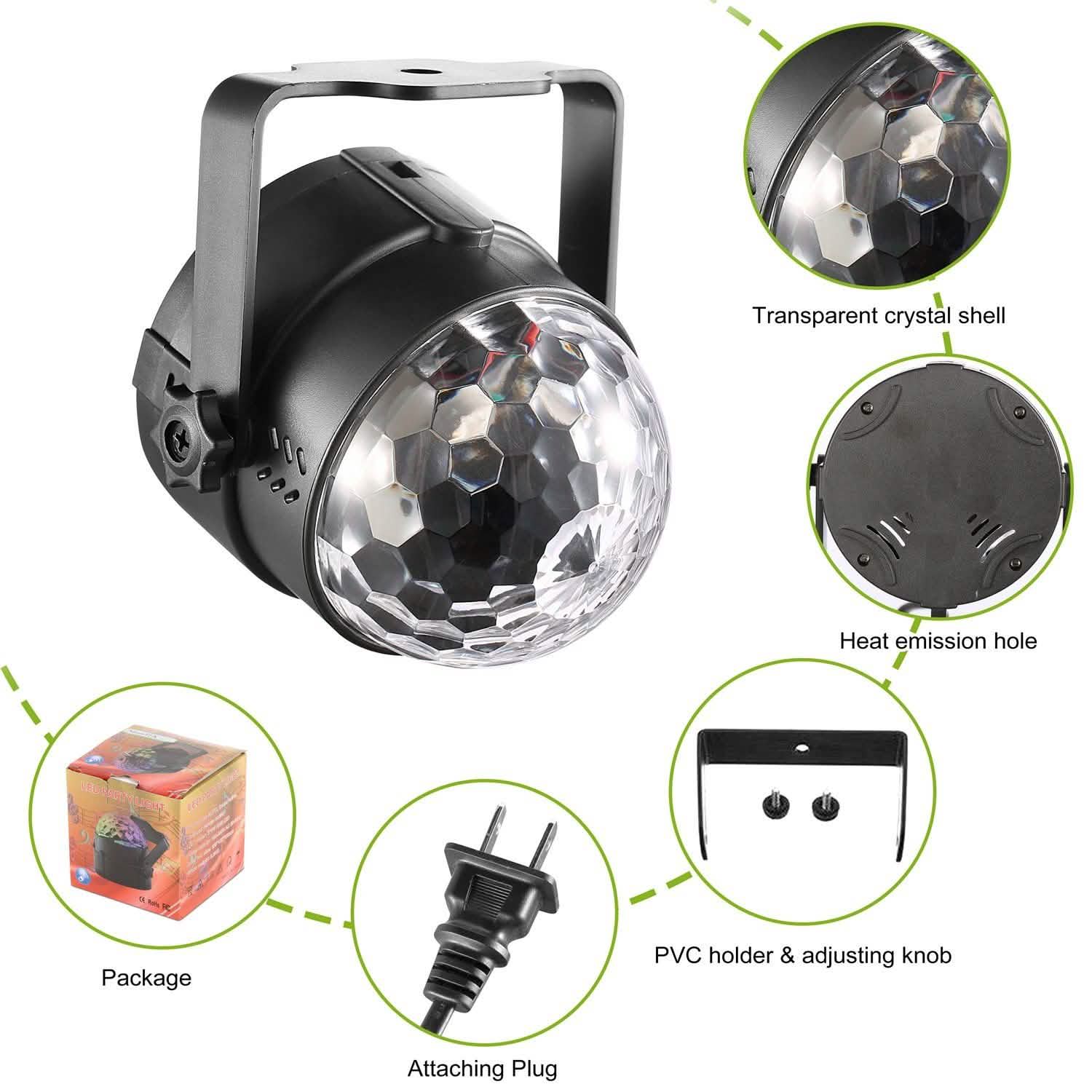 7 Colors Sound Activated Party Lights with Remote Control