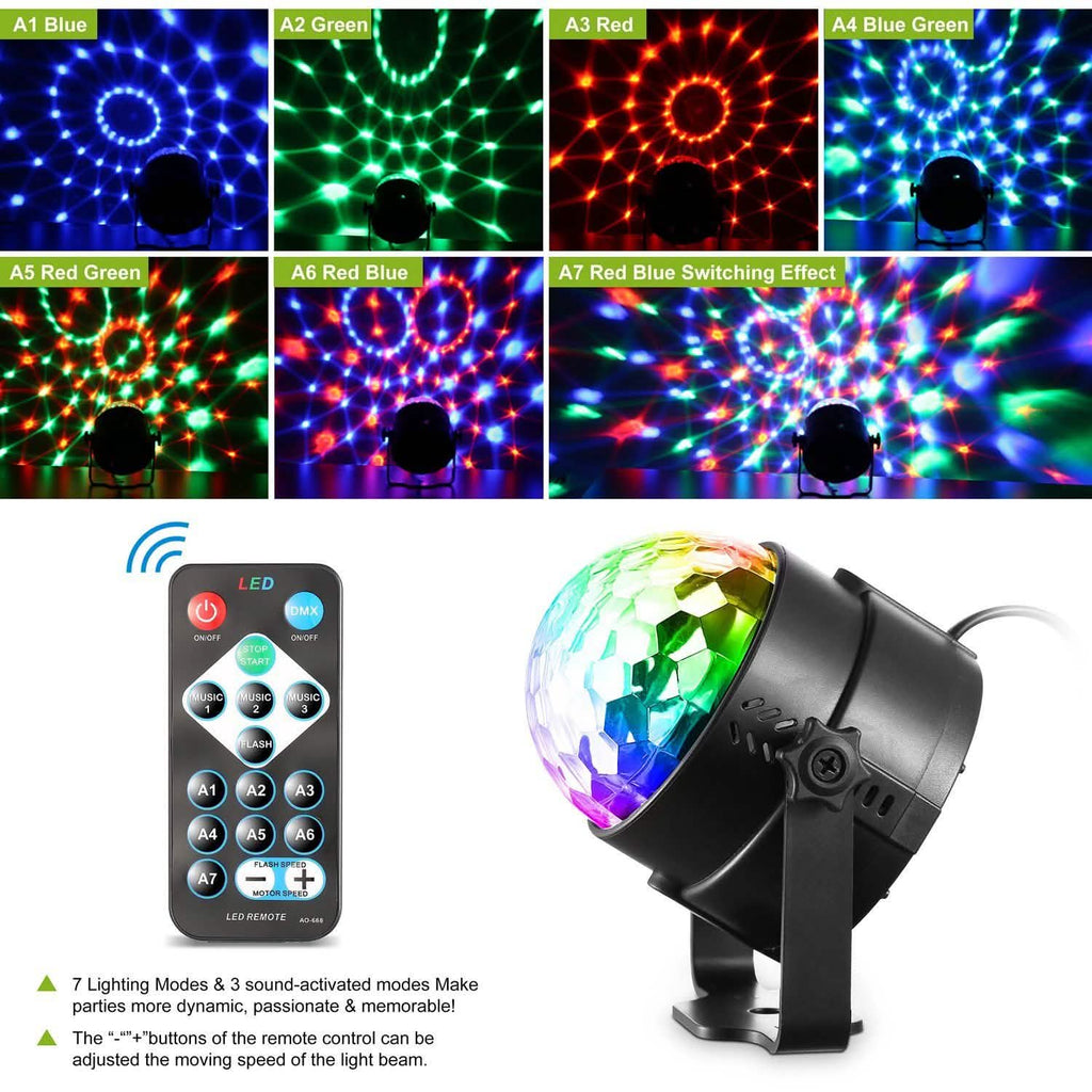 7 Colors Sound Activated Party Lights with Remote Control