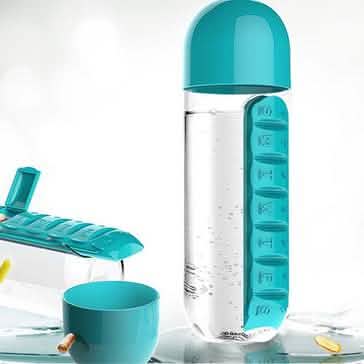 7-Day Pill Tablet Medicine Organizer Water Drink Bottle Holder Box
