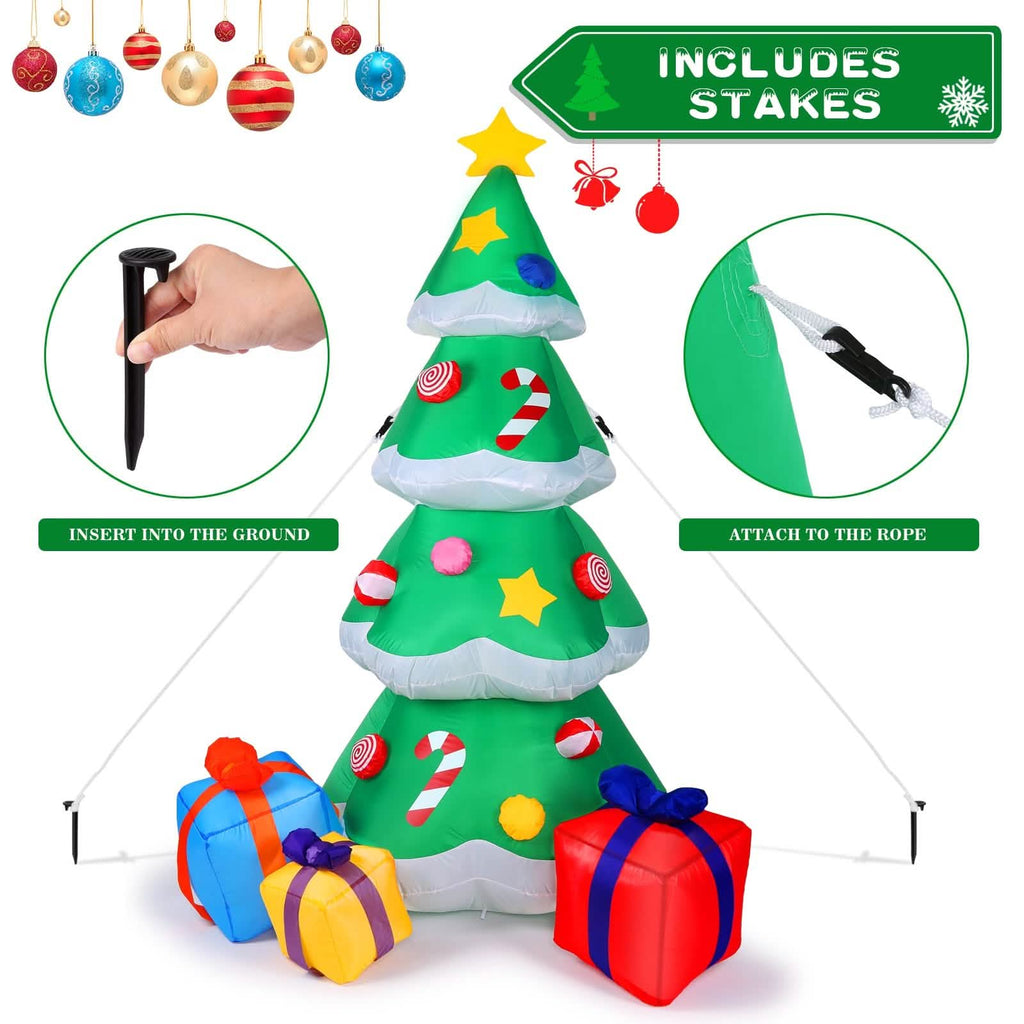 7 Ft. Inflatable Christmas Tree Santa Decor with LED Lights