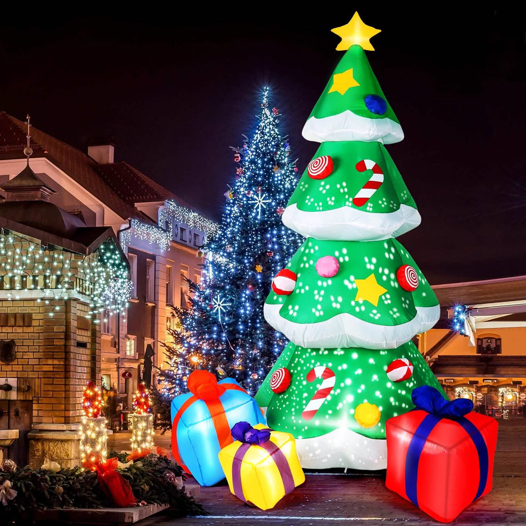 7 Ft. Inflatable Christmas Tree Santa Decor with LED Lights