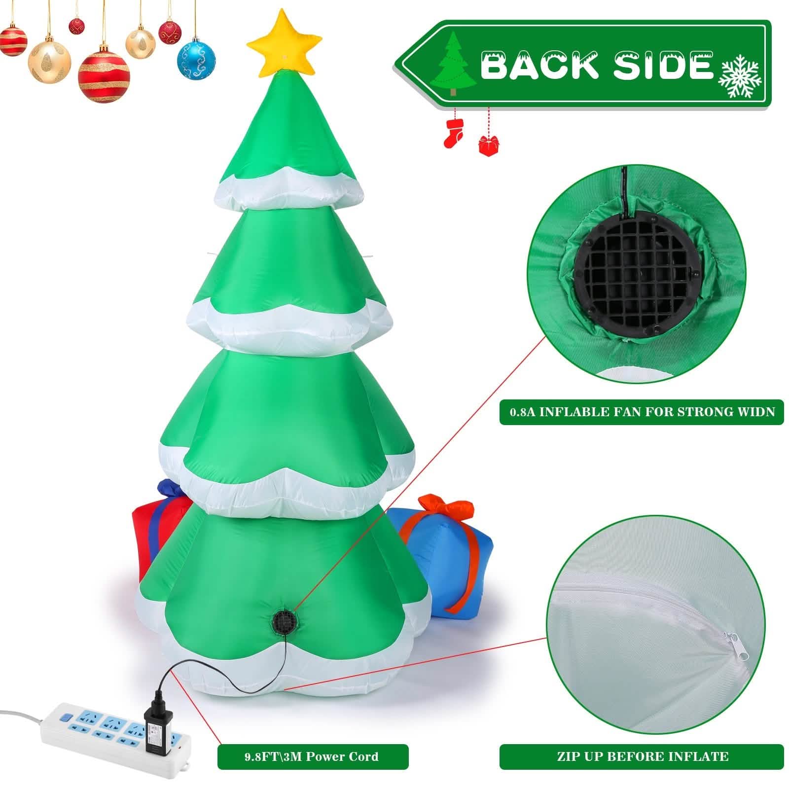 7 Ft. Inflatable Christmas Tree Santa Decor with LED Lights